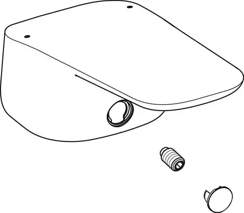 Chromfarbener Griffhebel mit Logo, hergestellt von Ideal Standard. Das Produkt zeigt eine glatte Oberfläche mit einer Aussparung und ist mit zwei Schrauben versehen.